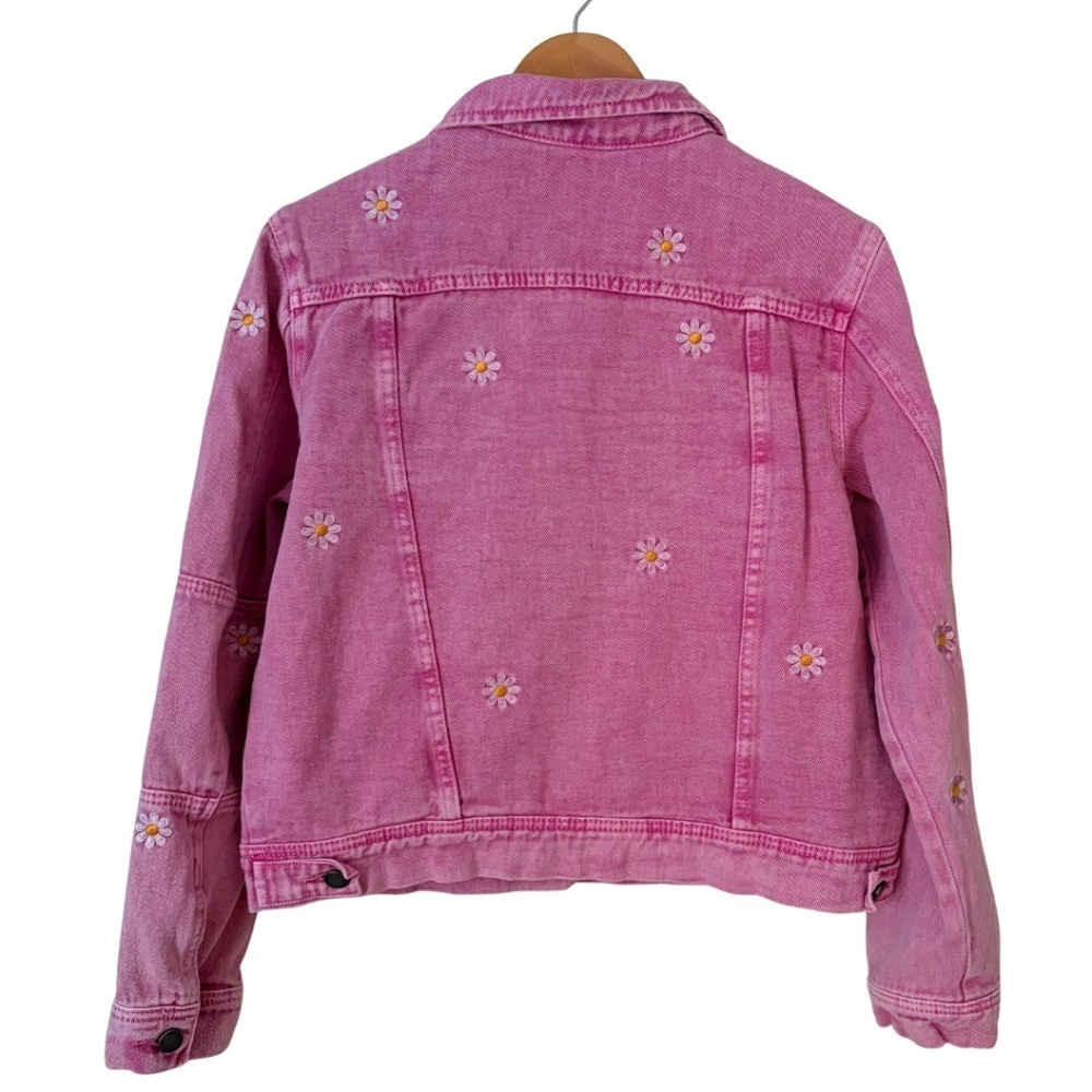 Veveret Daisy Print Button Up Pink Boutique Denim Jacket, Medium - Picture 5 of 15
